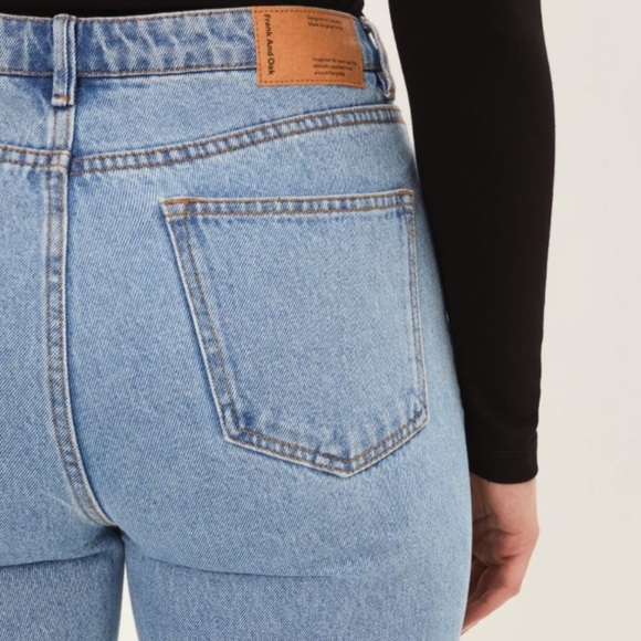 NWOT FRANK AND OAK HIGH WAIST STEVIE DENIM TAPERED STRAIGHT LEG SIZE 27 INDIGO - Picture 3 of 10